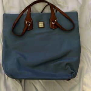 Dooney & Bourke Blue & Brown Oversized Nylon Bag